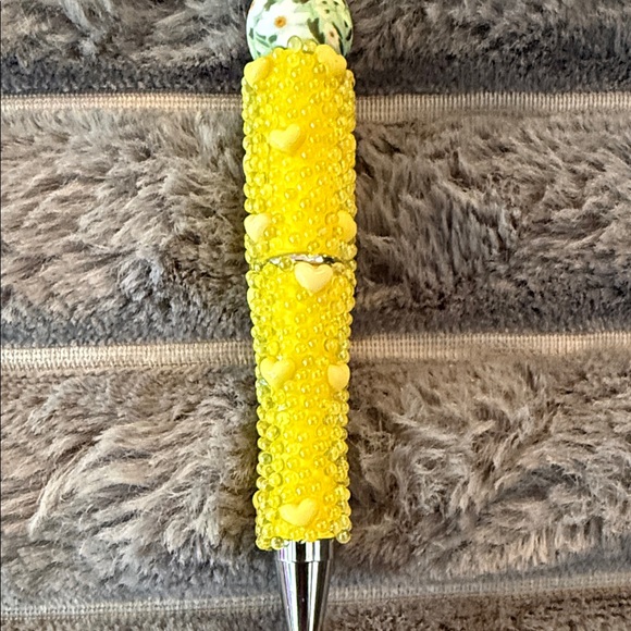Yellow Beaded Decorative Pen - Picture 2 of 4